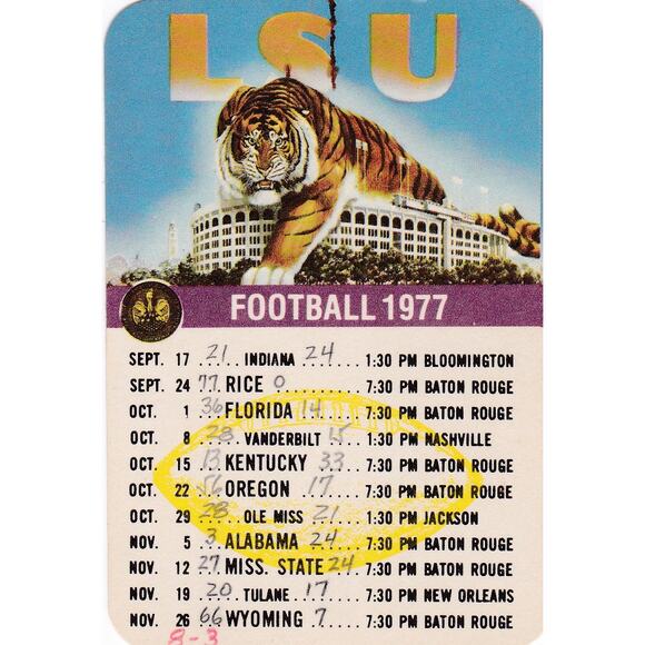 Vintage 1975 1976 1977 LSU Tigers Pocket Mini Football Schedule - A1118 - Picture 5 of 8